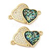 Rack Plating Brass Micro Pave Clear Cubic Zirconia Connector Charms KK-P268-20G-2