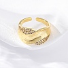 Brass Micro Pave Clear Cubic Zirconia Cuff Rings for Women RJEW-U043-12G-2