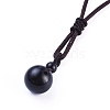 Natural Black Agate Pendant Necklaces NJEW-P241-A14-3