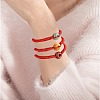 Natural Carnelian Donut Braided Bead Bracelet BJEW-SW00047-05-3