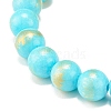 Natural Mashan Jade Round Beaded Stretch Bracelet BJEW-JB07970-02-5