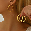 Stainless Steel Classic Elegant Irregular Texture Large Ring Hoop Earrings BQ0961-3-3