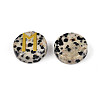 Brass Elder Futhark Alphabet Engraved Symbol Flat Round Natural Dalmatian Jasper Rune Stones G-I373-01D-2
