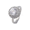 Brass Micro Pave Clear Cubic Zirconia Finger Rings for Women RJEW-S398-03A-P-4