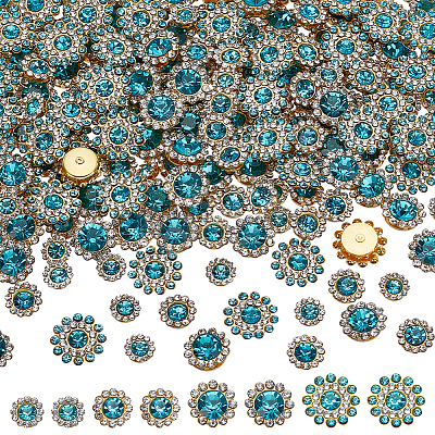 200Pcs 4 Styles Flower Alloy Glass Sew on Rhinestone FIND-FG0004-45-1
