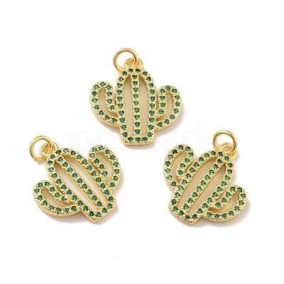 Brass Micro Pave Cubic Zirconia Pendants KK-B059-09G-1