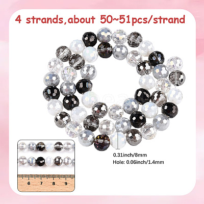 4 Strands Electroplate Glass Bead Strands GLAA-PA0001-09B-1