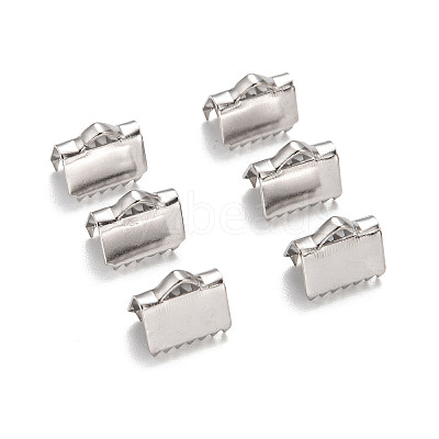 Tarnish Resistant Stainless Steel Ribbon Crimp Ends LS-STAS-Q187-04-1