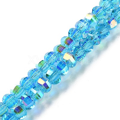 Transparent Electroplate Glass Beads Strands GLAA-Q099-H01-06-1
