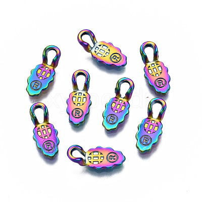 Rainbow Color Alloy Glue-on Flat Pad Bails for Pendant Making PALLOY-N163-104-NR-1