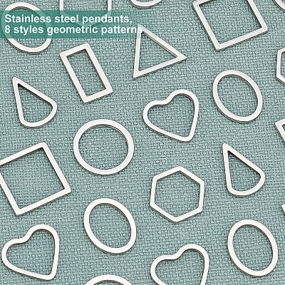 32Pcs 8 Style 304 Stainless Steel Linking Rings STAS-UN0020-52P-1