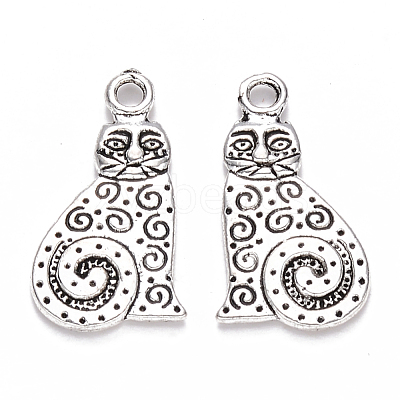 Tibetan Style Alloy Kitten Pendants X-TIBEP-S319-060AS-RS-1