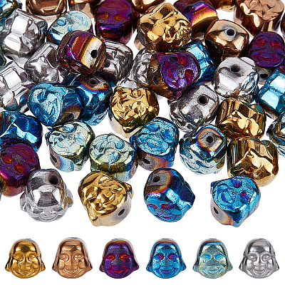 60Pcs 6 Colors Electroplate Non-magnetic Synthetic Hematite Beads G-PH0001-93-1