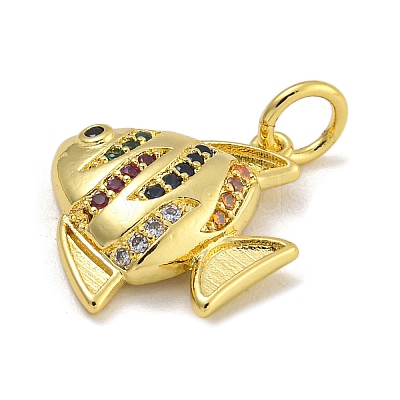 Rack Plating Brass Micro Pave Cubic Zirconia Pendants KK-I718-03G-B-1