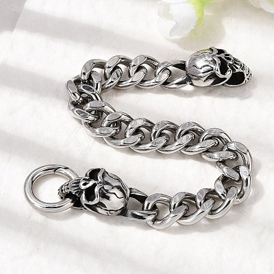 304 Stainless Steel Cuban Link Chains Bracelets for Unisex BJEW-A092-06B-P-1
