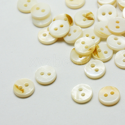 2-Hole Shell Flat Round Buttons BUTT-P012-13-1