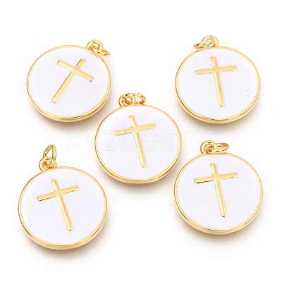 Brass Enamel Pendants KK-B027-02G-1