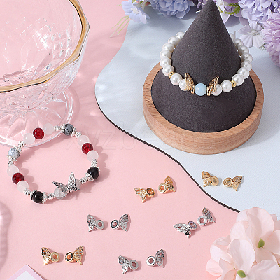 8Pairs 2 Colors Brass Micro Pave Cubic Zirconia Bead KK-SC0004-26-1