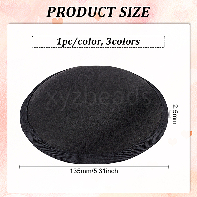 3Pcs 3 Colors Polyester Round Fascinator Hat Base for Millinery AJEW-FG0002-76-1