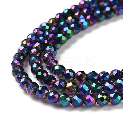Electroplate Glass Beads Strands GLAA-H021-01B-FP11-1