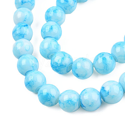 Spray Painted Glass Bead Strands GLAA-R139-8mm-10-1