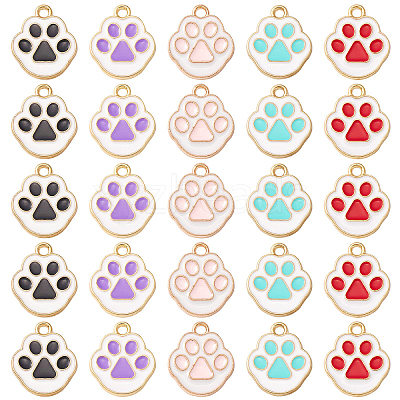 50Pcs 5 Colors Alloy Enamel Pendants ENAM-CJ0004-27-1
