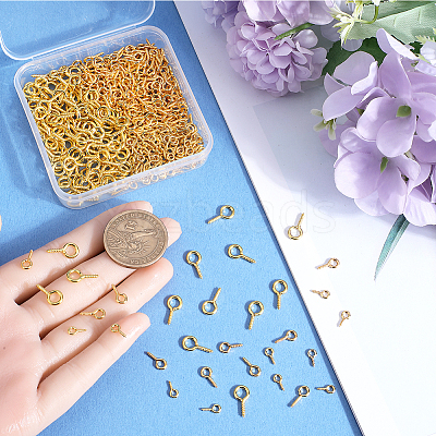 600Pcs 3 Size Iron Screw Eye Pin Peg Bails IFIN-SP0001-05G-1
