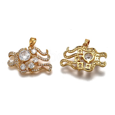 Brass Clear Cubic Zirconia Constellation Charms KK-J278-33G-B-1