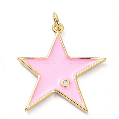 Brass Micro Pave Cubic Zirconia Pendants KK-P201-05G-1
