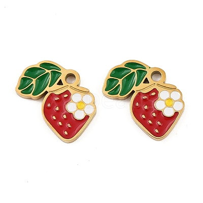 Fruit 304 Stainless Steel Enamel Charms STAS-C137-04B-G-1