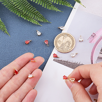 12Pcs 2 Colors Real 18K Gold Plated Brass Charms ZIRC-FH0001-16-1