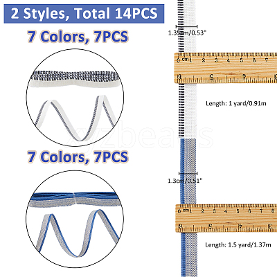 14Pcs 14 Styles Polycotton & Polyester Ribbon OCOR-FH0001-35A-1