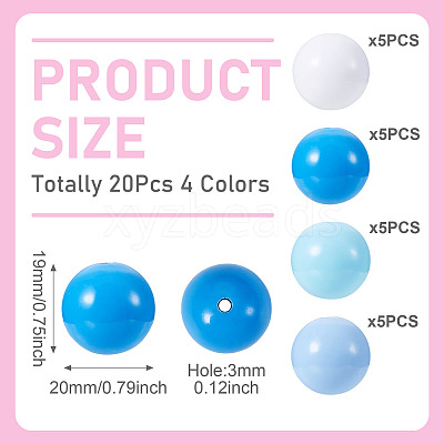 20Pcs 4 Colors Opaque Acrylic Beads MACR-TA0002-51A-1