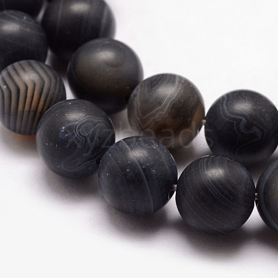 Natural Black Agate Bead Strands X-G-K166-12-6mm-03-1