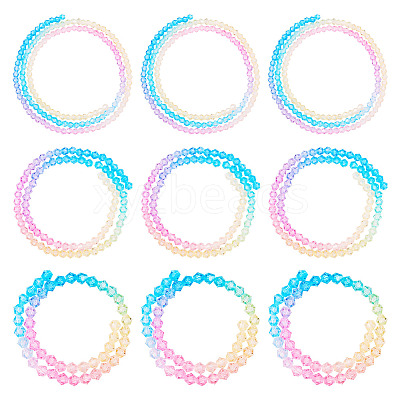 12 Strands 3 Styles Gradient Color Baking Paint Glass Bead Strands DGLA-TA0001-21E-1