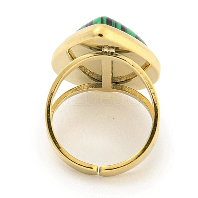 Ion Plating(IP) 304 Stainless Steel Synthetic Malachite Cuff Rings G-Z056-09G-03-1