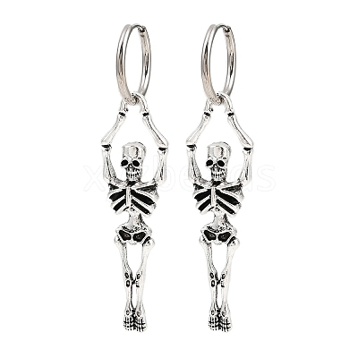 Alloy Skeleton Hoop Earrings EJEW-Z132-01AS-1
