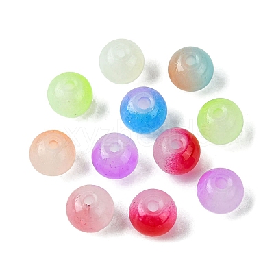 400Pcs 8 Colors Baking Paint Imitation Jade Glass Round Bead Strands DGLA-FS0001-09-1