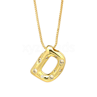 Brass Micro Pave Clear Cubic Zirconia Initial Pendant Necklaces FS-WGF17D9-09-1