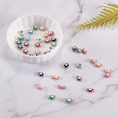 40Pcs 10 Colors PVD Vacuum Plating 304 Stainless Steel Enamel Links/Connectors STAS-SZ0001-50-1
