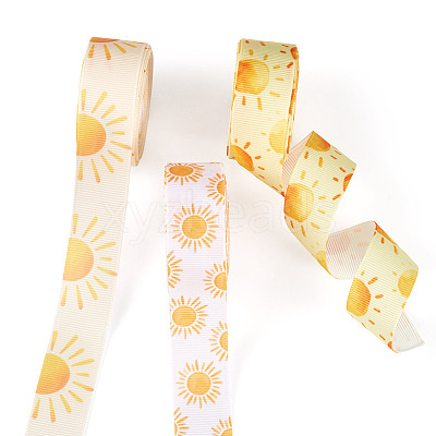 3Rolls 3 Colors Sun Pattern Polyester Ribbon OCOR-TA0003-30-1