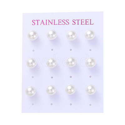 Plastic Imitation Pearl Stud Earrings STAS-D0001-03-P-1
