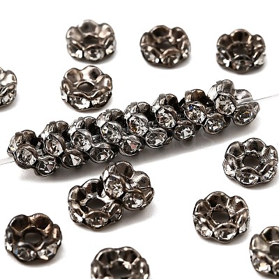 Brass Rhinestone Spacer Beads RB-A014-L6mm-01B-1