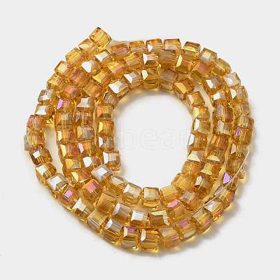 Electroplate Glass Beads Strands EGLA-D018-8x8mm-77-1