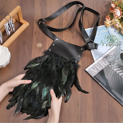 PU Leather & Feather Fencing Sheath AJEW-WH0314-233-1