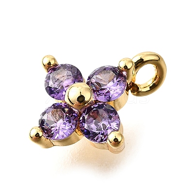 Brass Micro Pave Cubic Zirconia Pendants KK-D356-07G-G-1