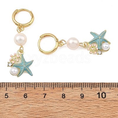 Natural Cultured Freshwater Pearl & Brass Enamel Hoop Dangle Earrings for Women EJEW-JE07268-03-1