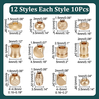 120Pcs 12 Styles Brass Beads FIND-AR0005-38-1