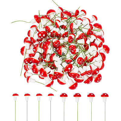 100Pcs Plastic Plant Mini Miniatures Artificial Mushroom AJEW-CA0003-71-1