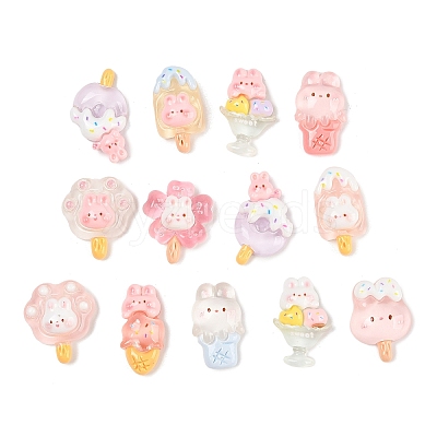 Transparent Rabbit Resin Cabochons X-CRES-D283-02-1